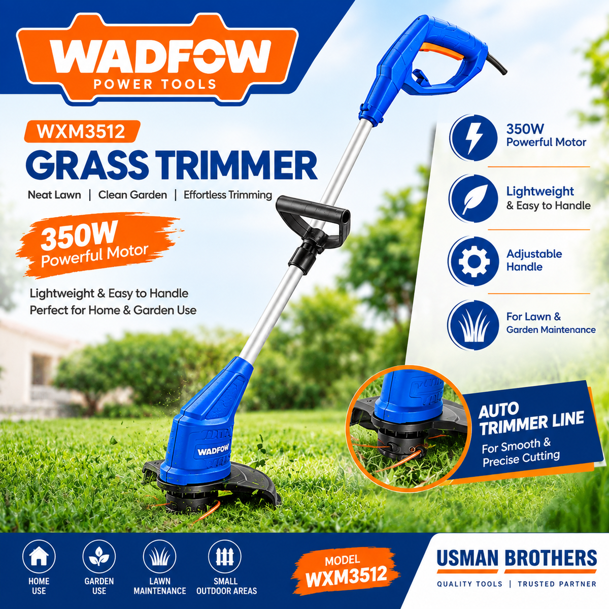 WADFOW WXM3512 350W Grass Trimmer