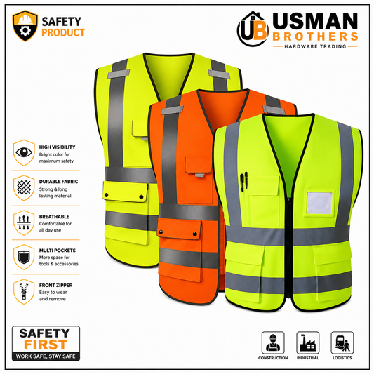 Reflective Safety Jacket | High Visibility Safety Vest | Industrial Safety Vest | Usman Brothers