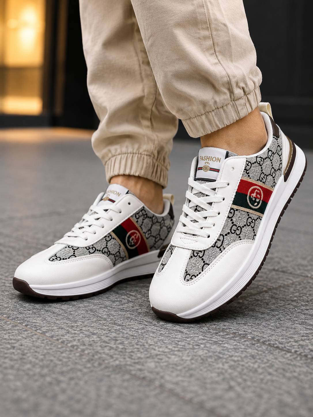 Gucci Premium Fashion Sneakers – White Designer Casual Shoes