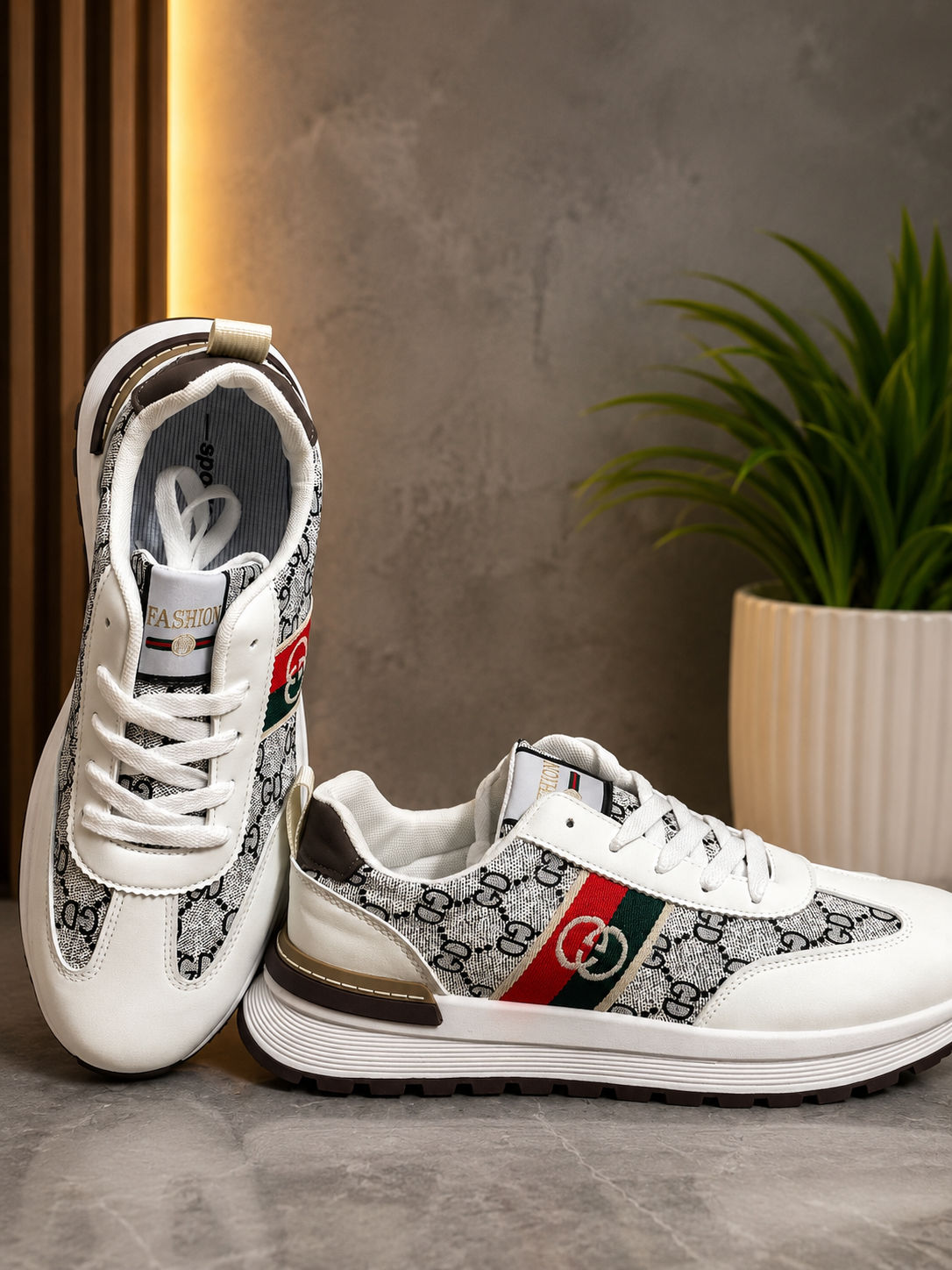 Gucci Premium Fashion Sneakers – White Designer Casual Shoes