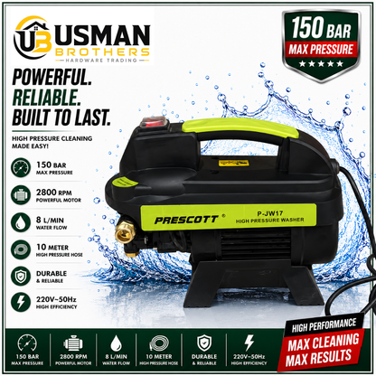 Prescott P-JW17+ 850W 40 Bar High Pressure Washer | Usman Brothers