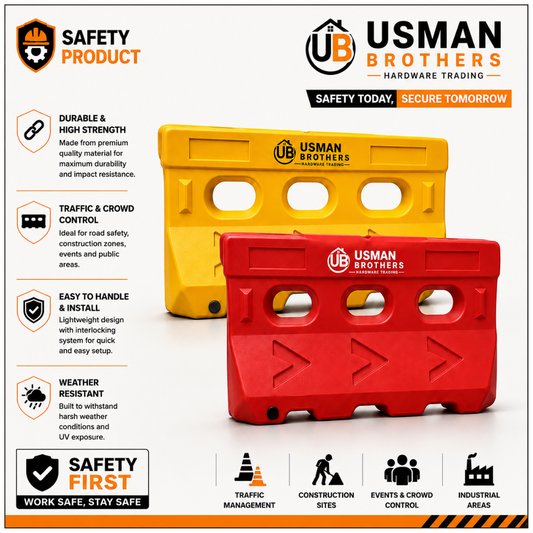 Plastic Water Filled Safety Barrier | Road Safety Traffic Barrier | Usman Brothers