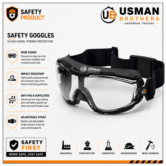 Premium Safety Goggles | Anti-Fog Impact Resistant Protective Eyewear | Usman Brothers