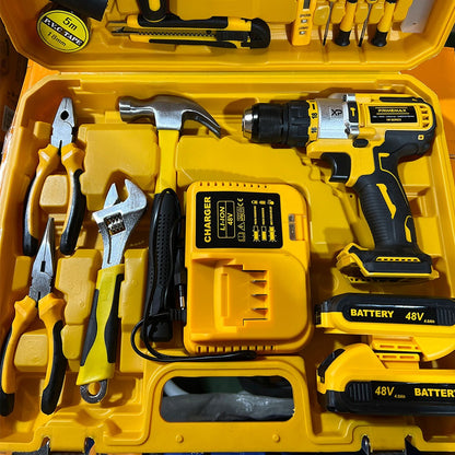 117 Pcs 48V Cordless Drill Tool Kit with 2 Batteries & Charger | Usman Brothers